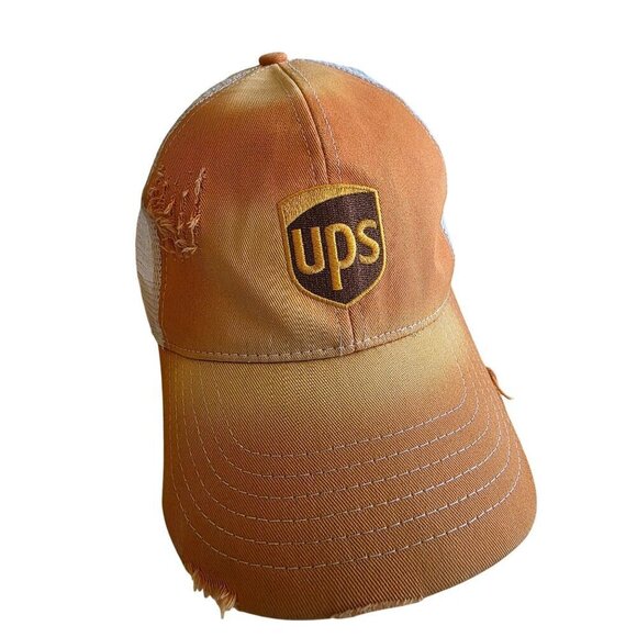 Vintage UPS Logo Trucker Hat With Mesh Back & Distressed Details - Picture 11 of 11